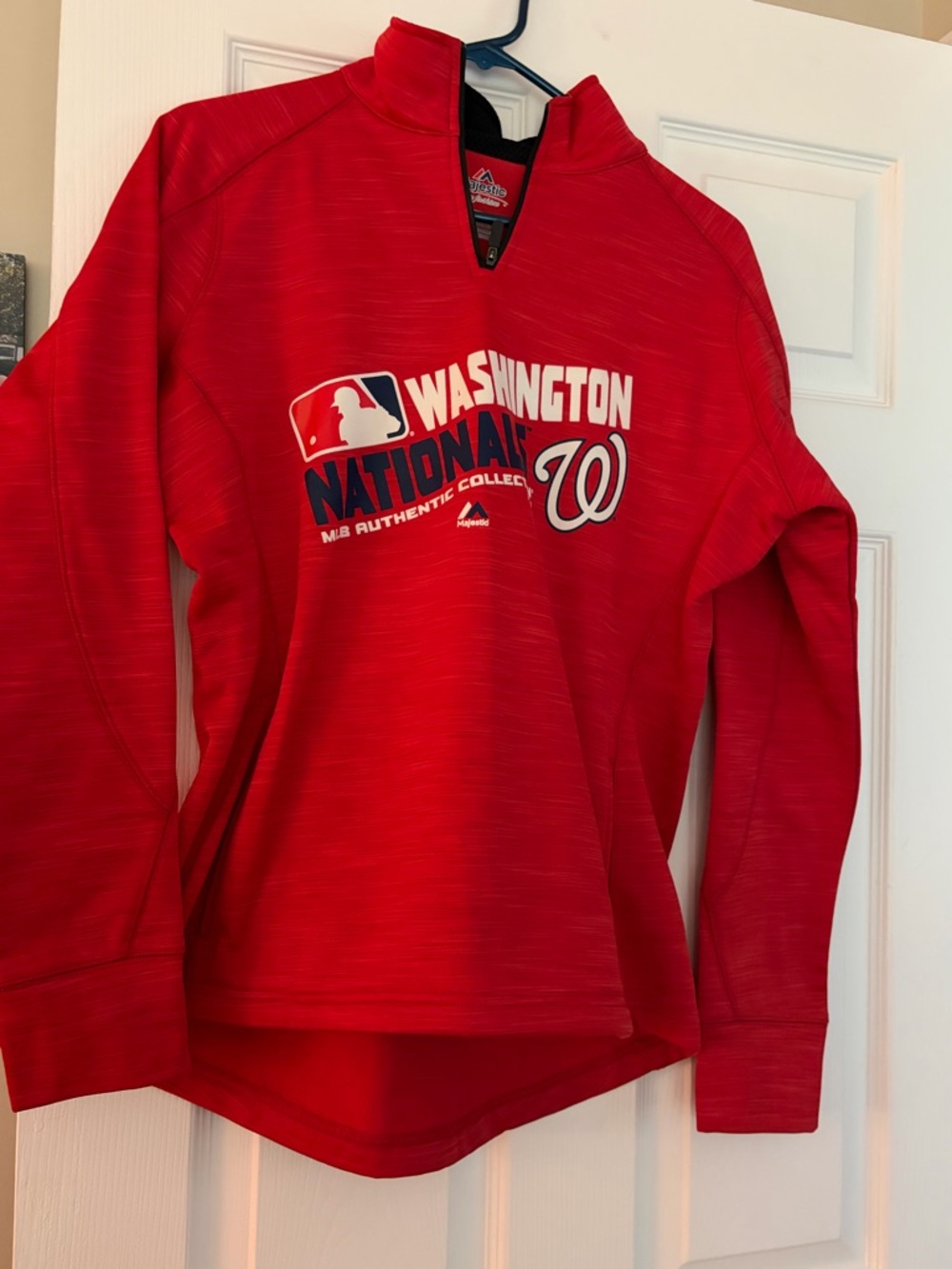 Majestic Red Fan Fashion Zip Mock Pullover